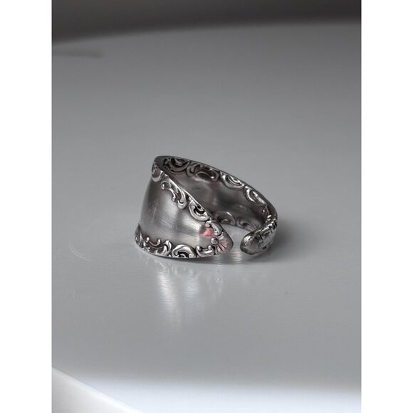 Handmade Antique Silver Plated Spoon Ring: Rogers Bros Savoy, Size 9.5 - Picture 5 of 7